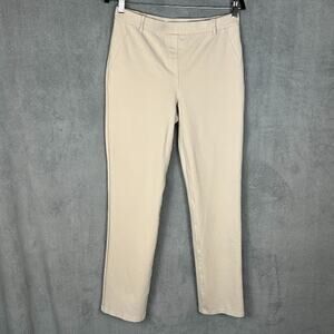 Quince Pants Womens Medium Tan Ultra Stretch Ponte Straight Leg Career Preppy